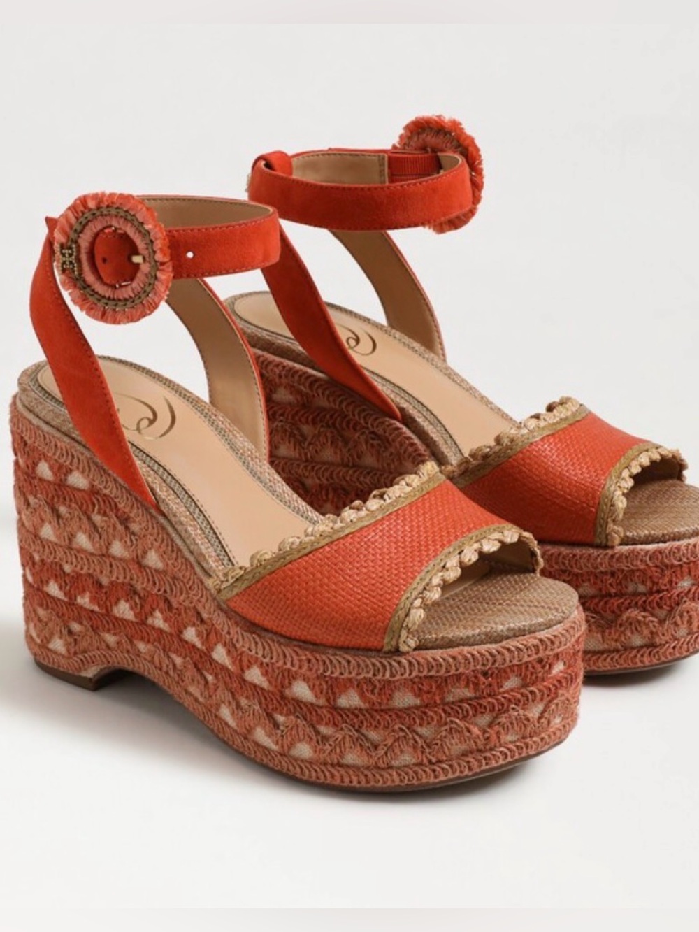 NEW Sam Edelman Wedge Espadrille Sandals - Orange
